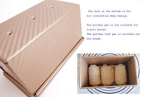 Pullman Moule à pain avec couvercle pour pain ondulé avec couvercle 450 g en alliage doré (21,5 x 12,3 x 11,4 cm)