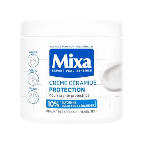 Mixa Expert Peau Sensible - Crème Céramide Protection - Anti-Sécheresse Sévère - Peaux Très Sèches et Fragilisées - Visage, Corps, Mains - Hypoallergénique - Sans Parfum - 400ml