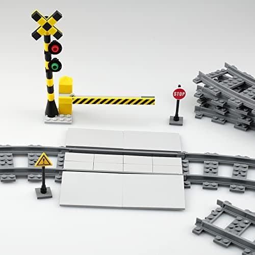 hocadon 40 Pièces Rails de Blocs de Construction de la Ville, Accessoires d'Extension City Train, Rails de Ville pour Cadeau Enfants