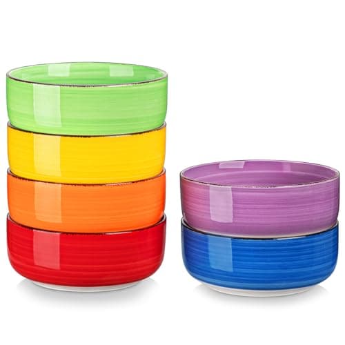 vancasso Série BONITA Lot de 6 Bols à Petit Déjeuner en Grès de 720 ml, 14.6cm Bol Ramen, Bol à Céréales, Passe au Lave-vaisselle et au Micro-ondes, pour Salade, Porridge, Riz, Multicoloré