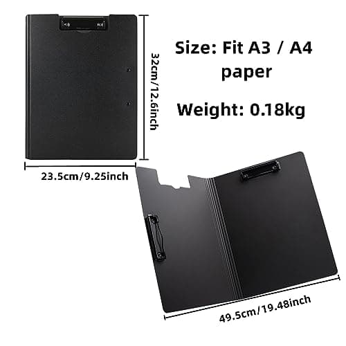 Porte-Blocs A4 Pliables, Lot de 6 Porte Blocs d'écriture à Rabat Porte Document Pour Bureau, École, Travail - Noir