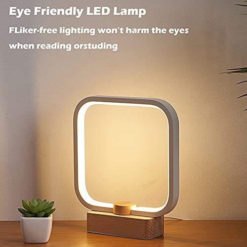 Lampe de table LED en bois, 3 couleurs de température, veilleuse de chambre à coucher, éclairage LED à intensité variable, petite lampe de bureau pour salon,
