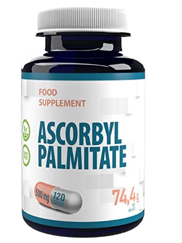 Palmitate d'ascorbyle 500mg 120 gélules végétaliennes, très puissantes, sans agents de remplissage ou de charge, sans OGM