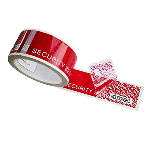 Aspiree TamperSeals Group - 1 Rouleau Prédécoupé Numéros de Série Ruban Void Adhésif de Sécurité Inviolable (48mm x 50m x 2 mil, 100% Total Transfert, Rouge)