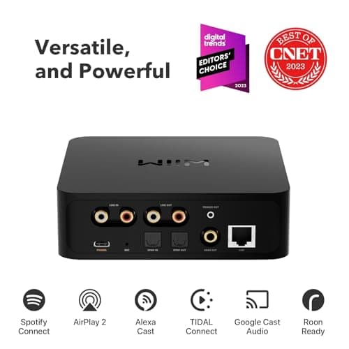 WiiM Pro Récepteur AirPlay 2, Google Cast Audio, Streamer Multi-pièces WiFi, Compatible avec Alexa, Siri et Google Assistant, Diffusion Audio Haute résolution à partir de Spotify, Amazon Music, Tidal