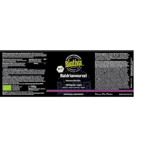 Valériane 150 Gélules bio - hautement dosé naturel - 600 mg par capsule - digestion, sommeil Valeriana officinalis - bouteille et contrôlée en Allemagne - 100% végétalienne- Biotiva