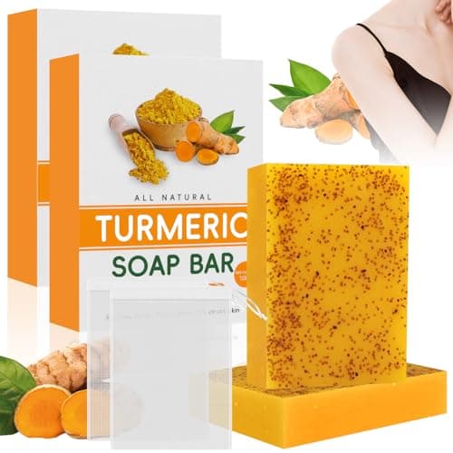 Savon Exfoliant Au Curcuma, Savon à L'acide Kojique, Savon Naturel éclaircissant,Nettoyage en Profondeur Peau Lisse,Natural Savon Curcuma pour Visage et Corps