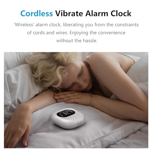 Mesqool Réveil Vibrant pour Les Gros Dormeurs, Réveil avec Batterie Rechargeable, Vibration Réglable, sans Fil, Double Alarme, Rétroéclairage, Réveil Numérique Portable de Voyage pour Malentendants