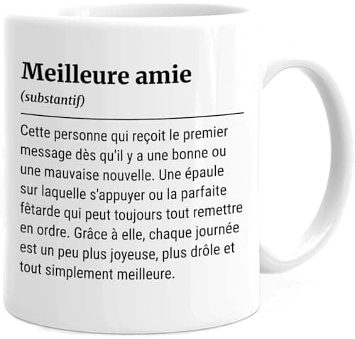 Cupdarling® Tasse Personnalisable Meilleure Amie - 2 Amies - Idee Cadeau Femme Anniversaire Original - Cadeau Pour Une Amie - Mug Personnalisé Amies - 330 mL Céramique