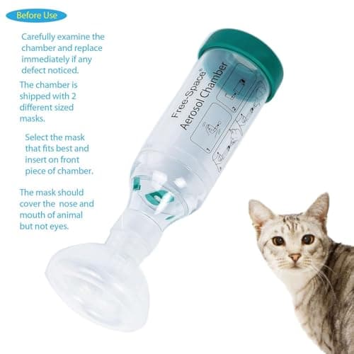 Chambre aérosol inhalateur avec indicateur de respiration - forme ronde et masque de silicone de haute qualité, espaceur pour l'asthme de chat - inclure 2 masque pour le meilleur ajustement