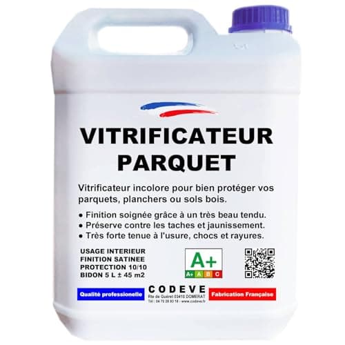 Vitrificateur Parquet - 5 L - Codeve Bois - Intérieur - Pour La Protection De Votre Parquet, Plancher Ou Sol En Bois.