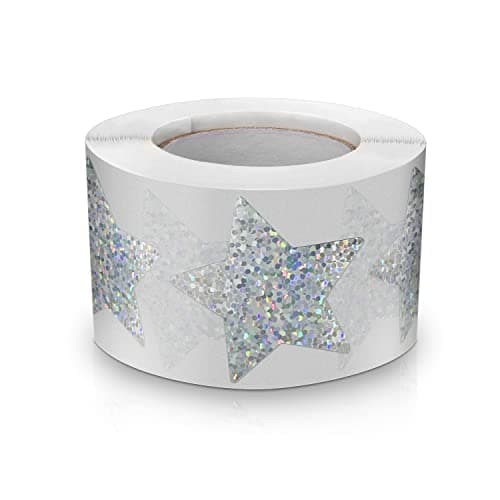 Lot de 500 autocollants en forme d'étoiles argentées - 3,8 cm - Imperméables et amovibles - Pour enfants, enseignants, entreprises