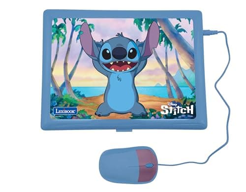 Lexibook- Disney Stitch, Ordinateur éducatif bilingue FRANÇAIS/NÉERLANDAIS, Jouet pour Enfants avec 124 activités pour Apprendre, s'amuser et Jouer du Piano, JC598Di10, Bleu