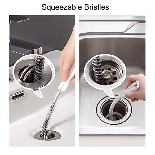 KEYRI 2 Pièces Brosse de Nettoyage de Drain D'égout, Flexible 45cm évier Brosse de Nettoyage pour Débouchage de Canalisation et Les Tuyaux, Vidange Drague Outil pour Salle de Bains Cuisine (2 Pièces)