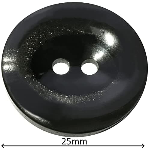 AERZETIX - C57134 - Lot de 10 Boutons à coudre concaves ronds Ø25x4 mm à 2 trous 40L L40 - couleur noir - en plastique - ouverture 3 mm - loisir créatif mercerie couture vêtements décoration