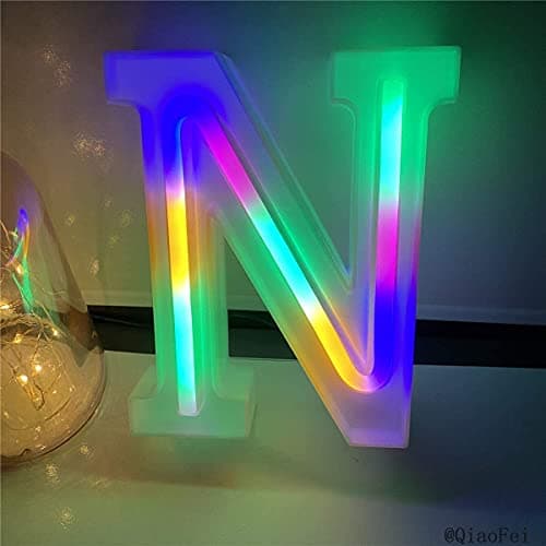Enseignes Lumineuses Veilleuse au Néon, Light Up LED Letters Lights Light Up Marquee Lettres Lumières Lettres Enseignes au Néon Batterie USB (N)
