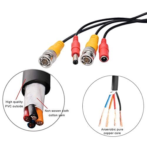 MASO Câble d'alimentation vidéo BNC 5 m RCA DC pour caméra de vidéosurveillance de voiture et enregistreur vidéo numérique