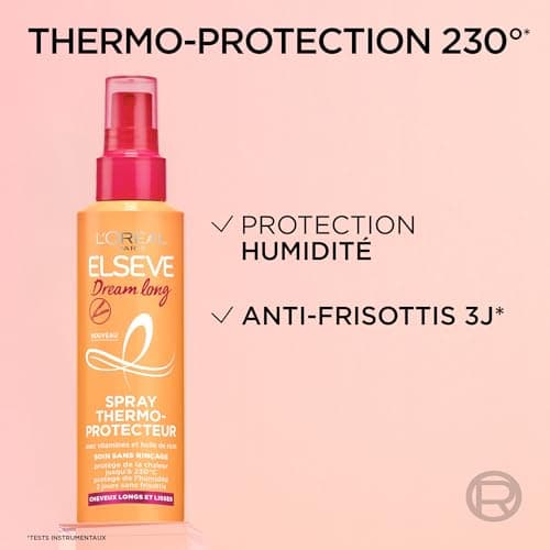 L'Oréal Paris - Spray Thermoprotecteur pour Cheveux Longs - Cheveux Lisses et Protégés contre la Chaleur - Huile de Ricin - Elseve Dream Long - 150 ml