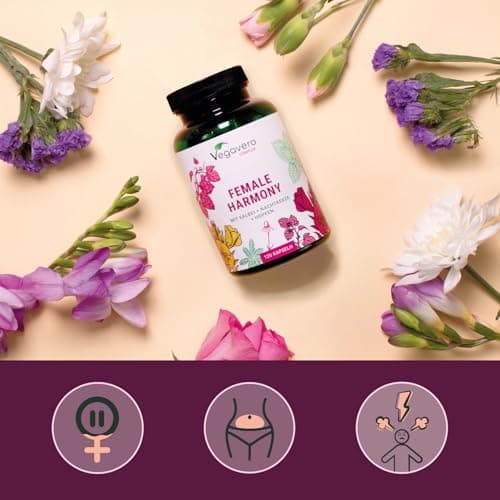 Vegavero Complexe MÉNOPAUSE | 100% Naturel & SANS HORMONES | Sauge, Onagre, Houblon, Camomille et Igname | 120 Gélules Vegan | Bouffées de Chaleur + Fatigue + Équilibre Hormonal & Emotionnel