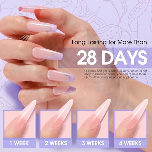 ROSALIND Gel pour Extension d’ongle 10ml, 12 Couleurs UV LED Rapide Construction Ongle Gel, Poly Ongle Gel pour les Débutant, Professionnel et Salon de Manucure, Gel Nail Art Set
