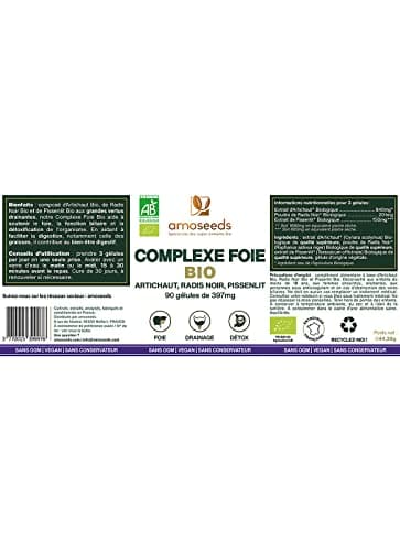 Détox Foie BIO | Puissant Détoxifiant, Draineur, Améliore la Digestion | Artichaut, Radis Noir, Pissenlit | 90 Gélules Vegan | Qualité Supérieure, Fabriqué en France