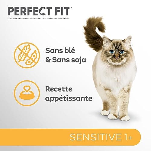 PERFECT FIT Adulte 1+ Croquettes pour chat adulte – Répond à des besoins spécifiques d'un chat stérilisé – Nourriture Riche en Dinde – 1,4 kg (Lot de 5)