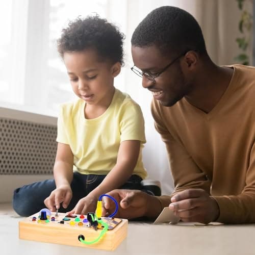 Montessori Busy Board Light Switch, Jouet en Bois à Partir de 1 an, Tableau d'activités Electroniques pour Bébé 18 Mois, Jouet d'apprentissage Sensoriel, Cadeau pour Garçons et Filles de 2 3 4 ans