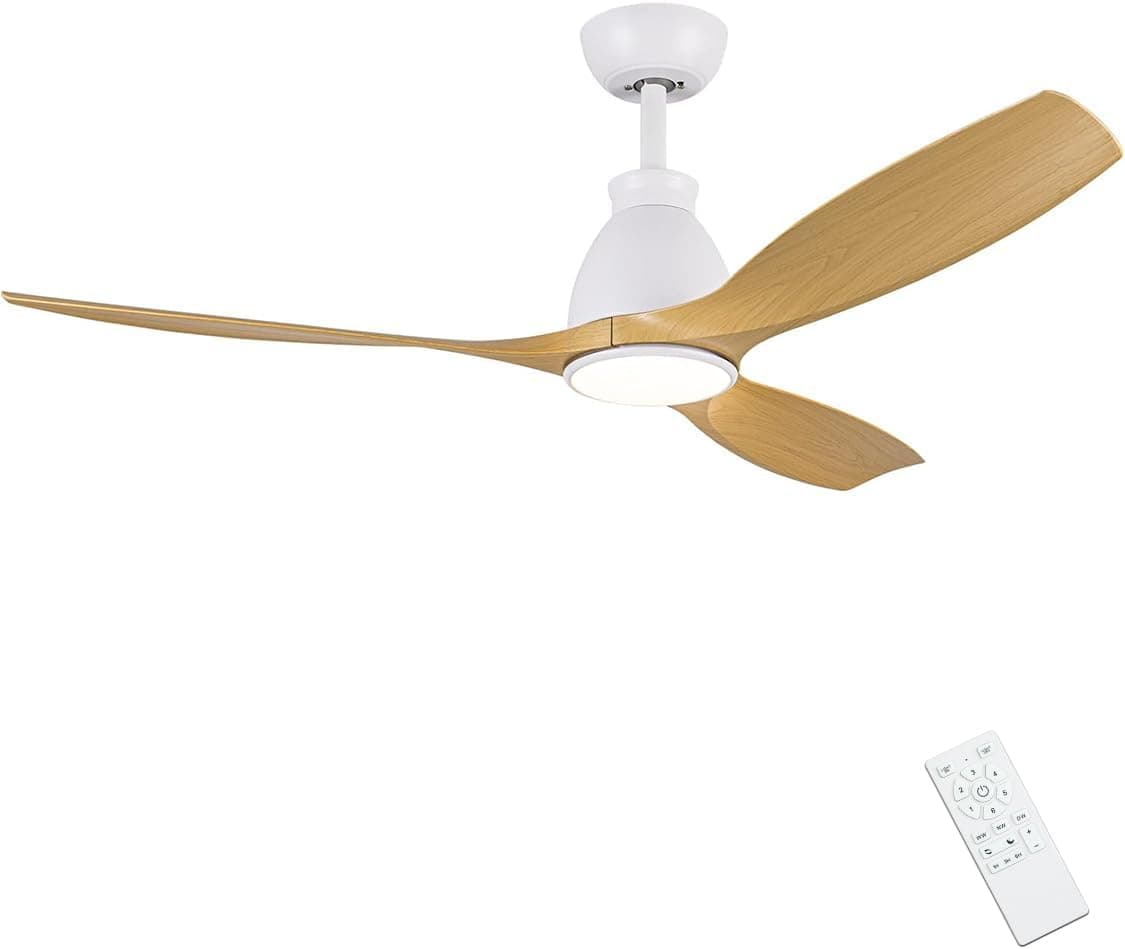Newday 132cm Ventilateur Plafond 3 Pales Couleur En Bois avec Lumiere