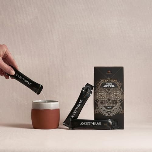 Ancient + Brave True MCT Oil Sachets 15 x 10 millilitres - Mélange C8, C10, 100% noix de coco - Soutien intermittent, cétogène, paléo et nootrope - Végétalien