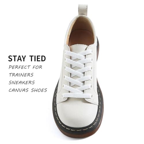 VSUDO Lacets Chaussures Blanc Plat pour Sneakers 130 cm - Compatible avec Nike Air Force, Adidas Stan Smith, Converse, Vans, New Balance, etc. (1 Paire)