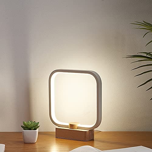 Lampe de table LED en bois, 3 couleurs de température, veilleuse de chambre à coucher, éclairage LED à intensité variable, petite lampe de bureau pour salon,