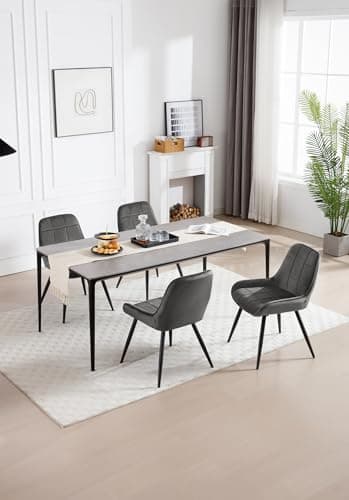 WOLTU Lot de 6 Chaises Scandinaves Ergonomiques de Salle à Manger, Chaises Relaxantes en Velours, avec Dossier pour Salon, Salle de séjour, Cuisine, Chambre à Coucher,Gris foncé, BH331dgr-6