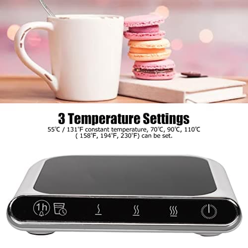 Chauffe-tasse, 55 C, 131 F, Chauffe-tasse USB à Température Constante pour Bureau avec 3 Réglages de Température, Réglages de Température Intelligents pour le Bureau à Domicile