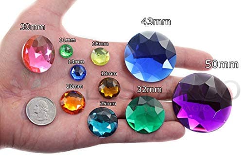 50mm Extra Large Self Adhesive Round Jewels Acrylic Rhinestones Stick on Plastic Gems for Cosplay - 2 Pieces (Crystal AB H702)