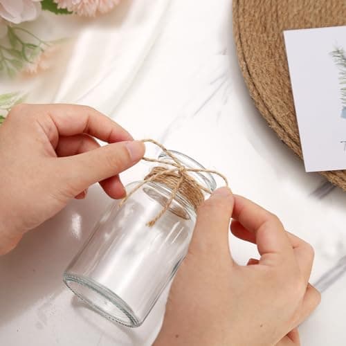 Lannvan 12 Mini Vases en Verre - Petits Vases pour Decoratifs de Table Mariage - Vases Décoratifs avec Ficelle - Mini Vase en Verre pour Décorations de Table Moderne - Lave Vaisselle - 130ml