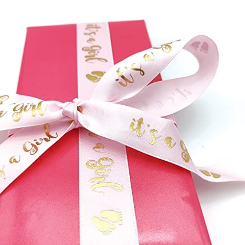 OLILLY - Ruban Rose en Satin pour Baby Shower - It's a Girl - Décoration de votre Fête Prénatale (It's a Girl 22mm)