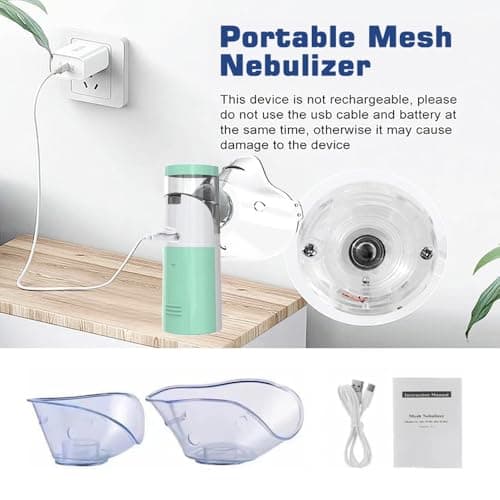 Inhalateur Nébuliseur Portable - avec Embout Buccal et 2 Masques, Aérosol Silencieux pour Enfants et Adultes, Idéal pour la Maison et les Voyages