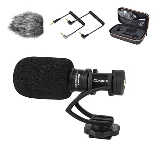 COMICA Microphone Caméra Compact CVM-VM10II Micro Directionnel à Condensateur avec Wind Muff Microphone Cardioid Shotgun pour DSLR Caméra Canon,Nikon,Fuji,Sony,Panasonic,Smartphones etc.(Noir)