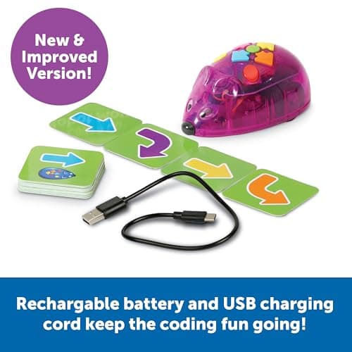 Learning Resources Code & Go Souris Rechargeable, Jouets Mixte, Robot programmable interactif sans écran, dès 4 Ans, LER2873, Multi