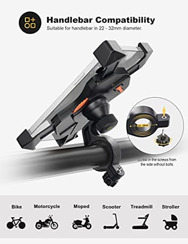 Grefay Support Téléphone Vélo Moto Porte Telephone Velo Universel Support Telephone Trotinette Electrique, Scooter, VTT avec 360° Rotation pour 3,5 à 6,5 Pouces GPS pour Smartphones Autres Appareils