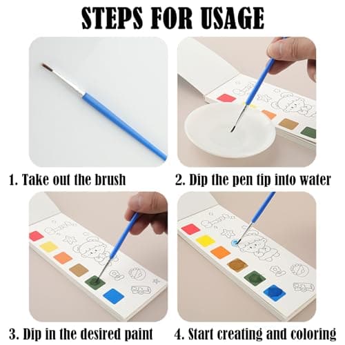 BDSHUNBF 40 Pages Mini Livres de Coloriage pour Enfants, Livre Peinture Aquarelle avec Pinceau Réservoir D'eau, Peinture à L'eau pour Enfants et Adultes, Dessins Aquarelle Watercolor Painting Book