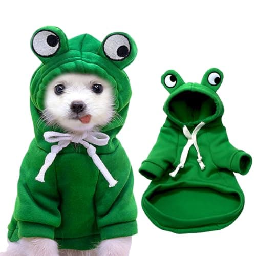 Grenouille sweat à capuche basique pour chien, Veste Chaude pour Animaux, Sweat à Capuche pour Chien, pour Chats Petits Chiens Moyens, Convient pour 12 à 16 livres, vert, XL