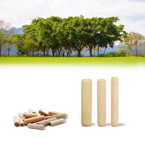 600 Pcs Assortiment de Tourillon Bois,Tourillons ein Bois,Chevilles en Bois Massif Rainurées pour Fraisage,Réparation de Meubles,Artisanat, Bricolage(6 Tailles)