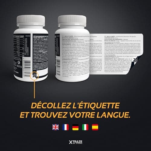 Racine de maca avec l'ashwagandha, la L-citrulline, la L-arginine, le zinc, le sélénium et la vitamine D3 pour de meilleures performances sportives, approvisionnement de 60 jours par XTRAZE