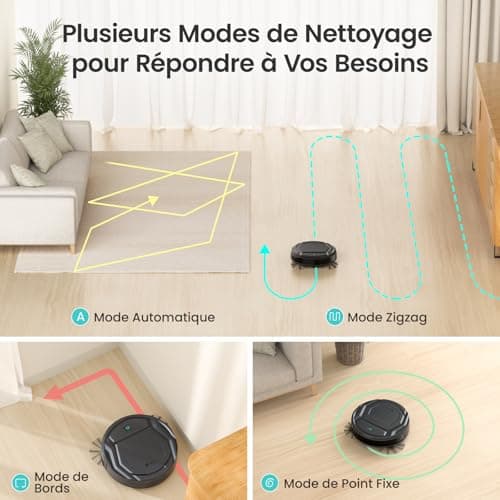 Lefant Aspirateur Robot, Robot Aspirateur Mince Silencieux Connecté avec WiFi/Bluetooth/Alexa/App, 6 Modes de Nettoyage, Auto-Charge, 120min d'Autonomie, Idéal pour Poils d'animaux Sols Durs, M210P