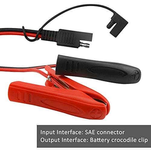 WMYCONGCONG Lot de 2 Pince crocodile SAE vers batterie 14AWG 12V Câble de déconnexion rapide SAE à 2 broches Adaptateur pour pinces crocodiles pour moto et voiture