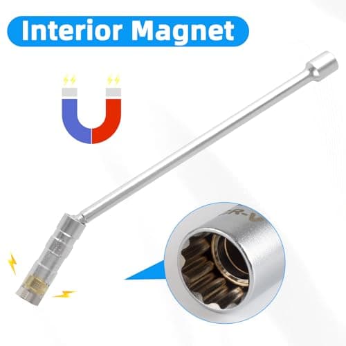 Clé à Bougie 14mm Douille de Bougie D'allumage,Magnétique Clé à Bougie Pivotant à 360 °,3/8 "Universelle Cle a Bougie,Douilles à Bougies Outil de Retrait de clé(Longue)