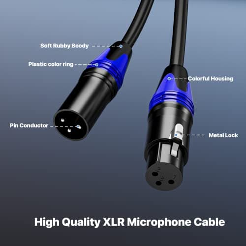 EBXYA Câble XLR câble de microphone 2M 10 Pack Premium 3 broches XLR équilibré mâle à femelle câble micro câble DMX XLR cordons de raccordement