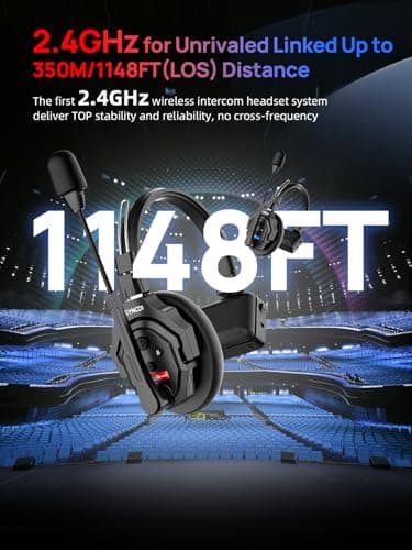 SYNCO Xtalk X5 Casque Intercom Full Duplex Système, 2.4G Casque Communication sans Fil Intercom Système 350m avec 1 Maître et 4 Casques Esclave