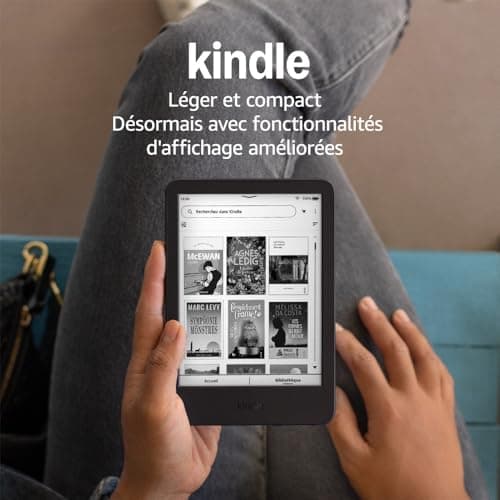 Nouvel Amazon Kindle (16 Go) | Le plus léger et compact, avec écran antireflets, changements de page plus rapides, éclairage avant réglable et longue autonomie | Avec publicités | Noir